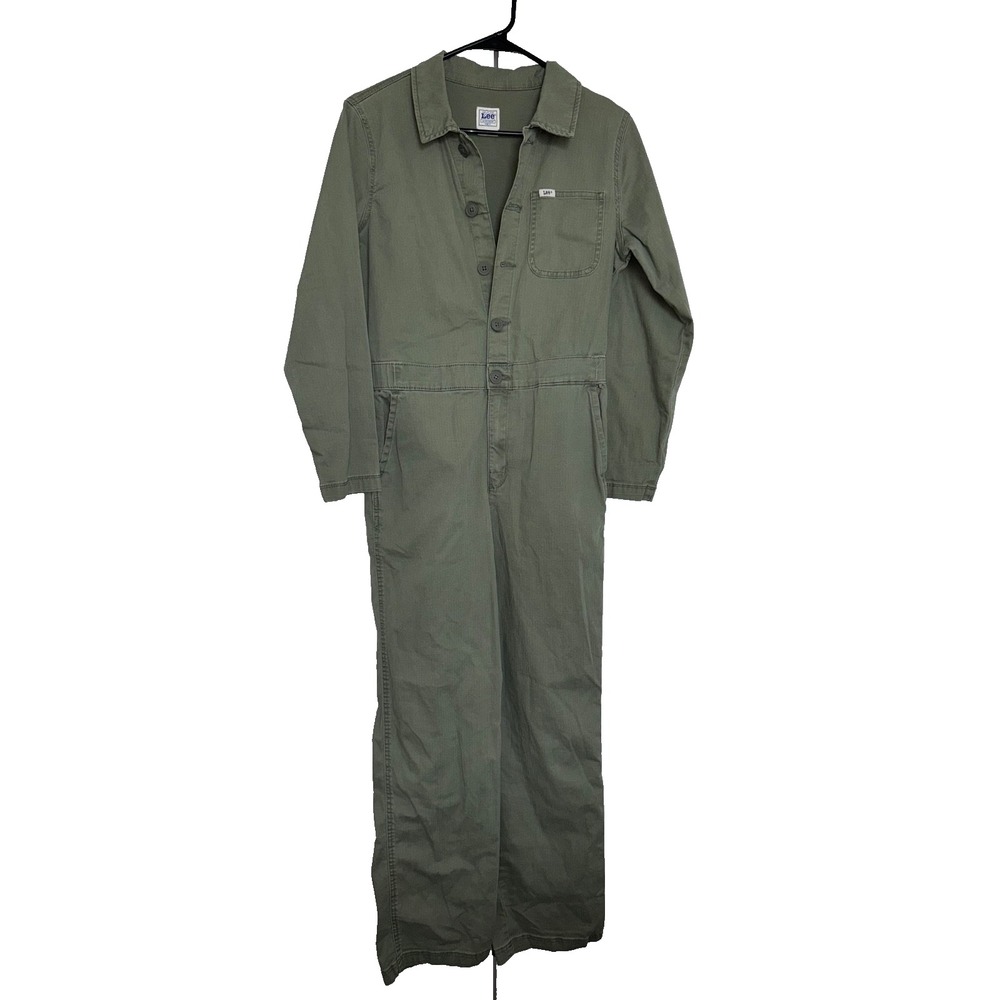 Vintage Lee Workwear Jumpsuit Utility Boiler Suit Women Small Green military